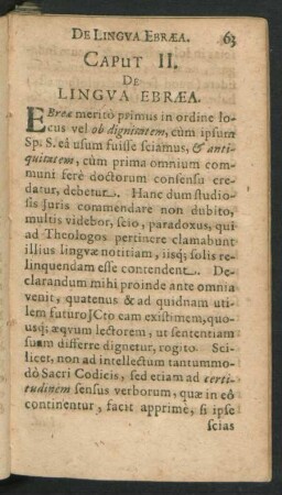 Caput II. De Lingua Ebraea.