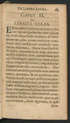Caput II. De Lingua Ebraea.