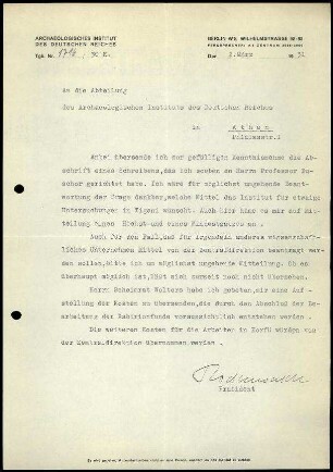 G. Rodenwaldt an G. Karo