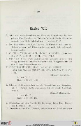 Kasten VIII.
