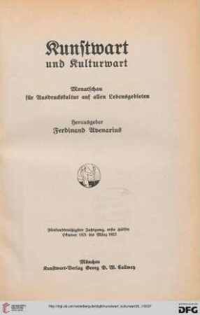 35,1: Kunstwart und Kulturwart