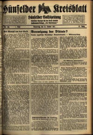 Erste Ausgabe vom Donnerstag, den 22. Oktober 1931.