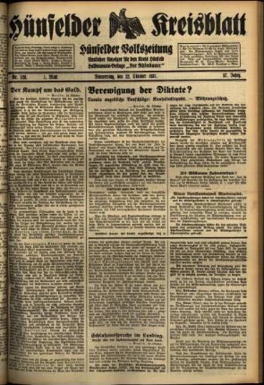 Erste Ausgabe vom Donnerstag, den 22. Oktober 1931.
