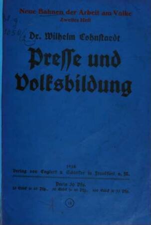 Presse und Volksbildung