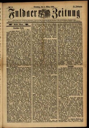 Erste Ausgabe vom Sonntag, den 04. März 1894.