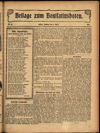 Zweite Ausgabe vom Sonntag, den 09. April 1911.