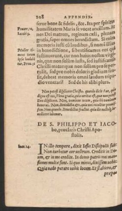 De S. Philippo Et Iacobo, praeclaris Christi Apostolis.
