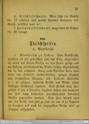 III. Fleischspeisen