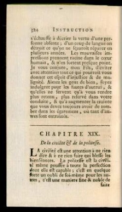 Chapitre XIX. De la civilité & de la politesse