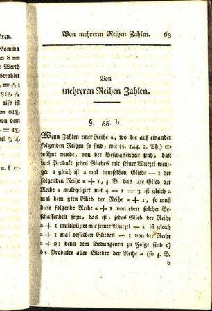 Von mehreren Reihen Zahlen