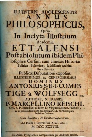 Illustris Adolescentis Annus Philosophicus