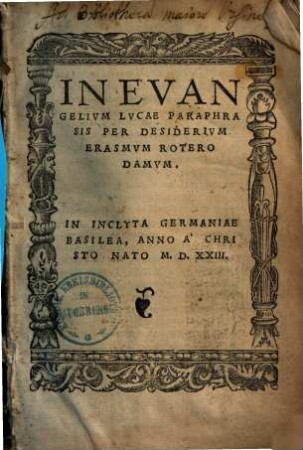 In Evangelivm Lvcae Paraphrasis