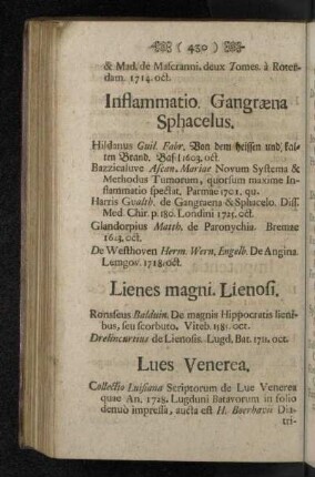 Inflammatio. Gangræna Sphacelus.