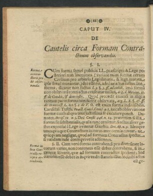 Caput IV. De Cautelis circa Formam Contractuum observandis.