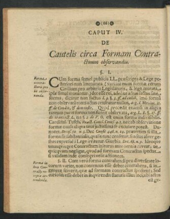 Caput IV. De Cautelis circa Formam Contractuum observandis.
