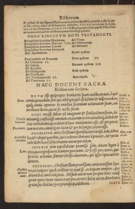 Haec Docent Sacra Bibliorum scripta.