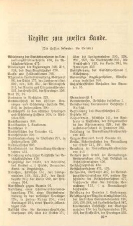 Register zum zweiten Bande