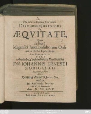 Discursus Iuridicus De Aequitate