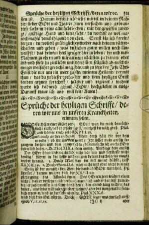 Sprüche der heyligen Schrifft/ deren wir uns in unseren Kranckheiten erinnern sollen.