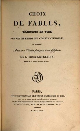 Choix de fables