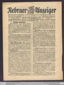 Nebraer Anzeiger : amtliches Blatt des Magistrats, der Polizeiverwaltung und des Amtsgerichts der Stadt Nebra