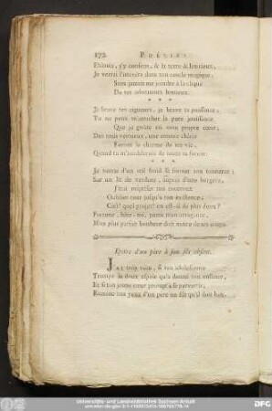 Epitre d'un père à son fils absent.