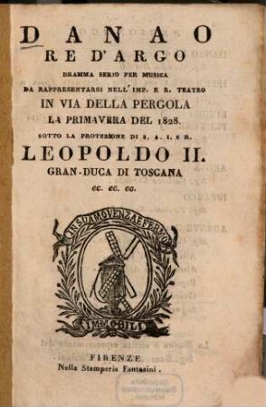 Danao, re d'Argo : Dramma serio per musica