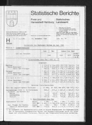 Seeverkehr des Hamburger Hafens im Juni 1980 : Lfd. Nr. 38