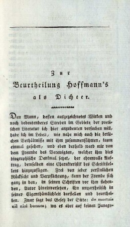 Zur Beurtheilung Hoffmann's als Dichter.