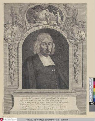 [Porträt des Balthasar Bekker; Bekker, Balthasar, bust to right, in ornamental frame]