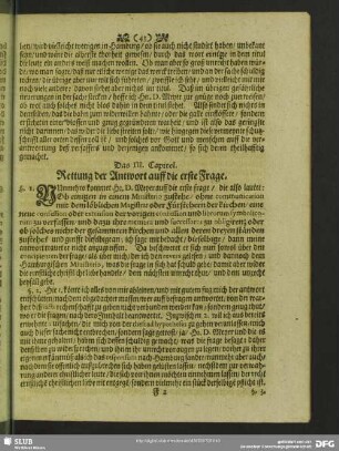 Das III. Capitel. Rettung der Antwort auff die erste Frage