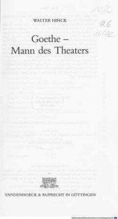Goethe, Mann des Theaters