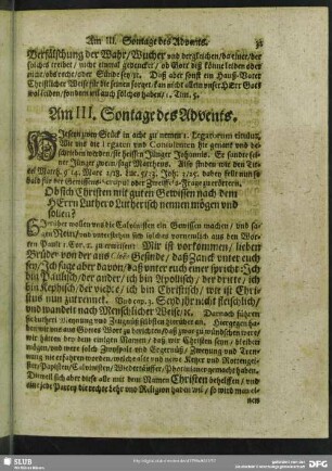 Am III. Sontage des Advents