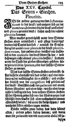 Das XXV. Capitel. Das Seiten-Stechen. Pleuritis.