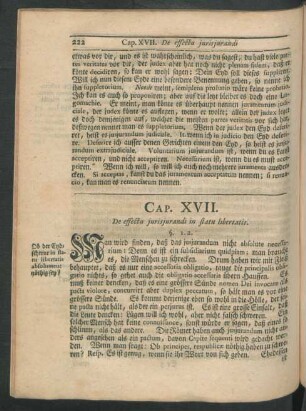 Cap. XVII. De effectu iurisiurandi in statu libertatis.