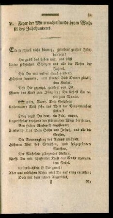 V. Feyer der Mitternachtsstunde beym Wechsel des Jahrhunderts