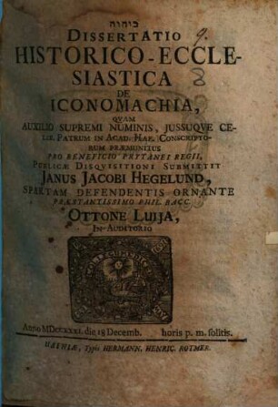 Diss. hist.-eccles. de iconomachia