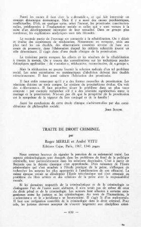 639-640, Traité de droit criminel, par Roger Merle et André Vitu