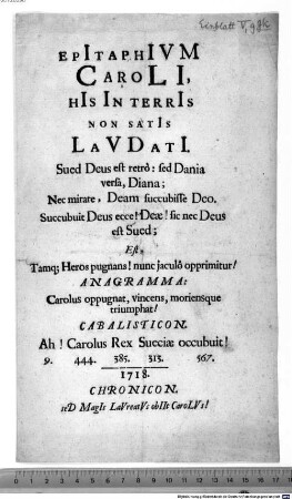 Epitaphium Caroli ... [regis Sueciae]