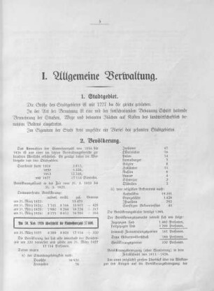 I. Allgemeine Stadtverwaltung