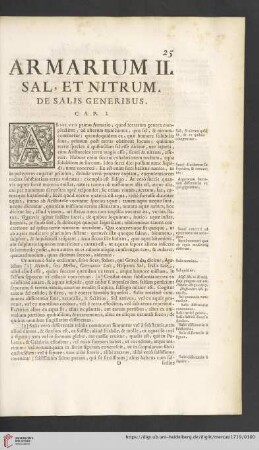 Armarium II: Sal, et Nitrum. De Salis generibus