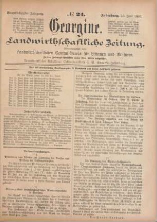 Einundsechzigster Jahrgang. No. 24. Insterburg, 15. Juni 1893.