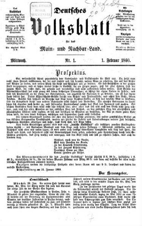 Deutsches Volksblatt für das Main- und Nachbar-Land. 1860