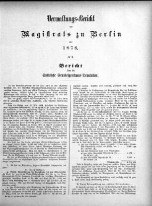 No. II. Bericht über die Städtische Grundeigenthums-Deputation