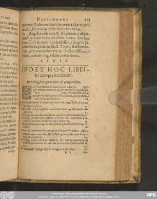 Index Hoc Libello comprehensorum. De Syllogismo generatim & eius partibus.