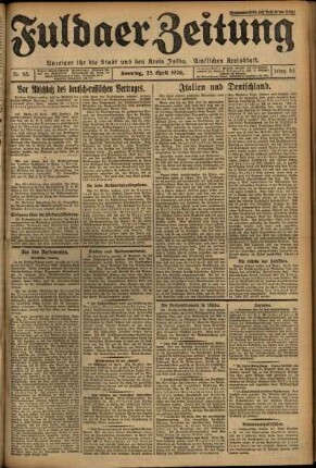 Erste Ausgabe vom Sonntag, den 25. April 1926.