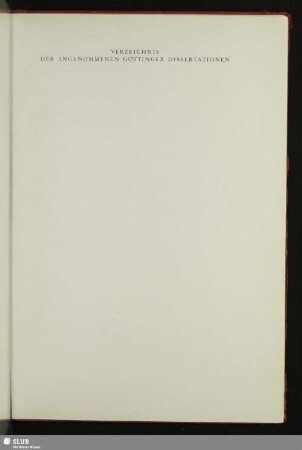 Verzeichnis Der Angenommenen Göttinger Dissertationen