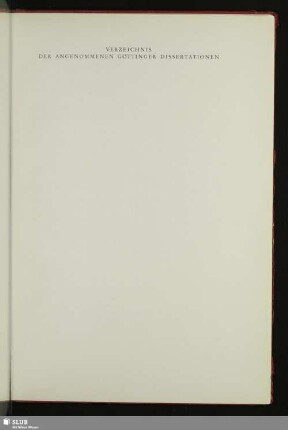 Verzeichnis Der Angenommenen Göttinger Dissertationen