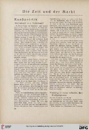 11: Vorschlag zu einem volkstümlichen Kunstprogramm