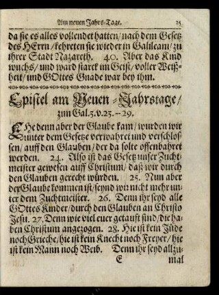 Epistel am Neuen-Jahrstage/ ...